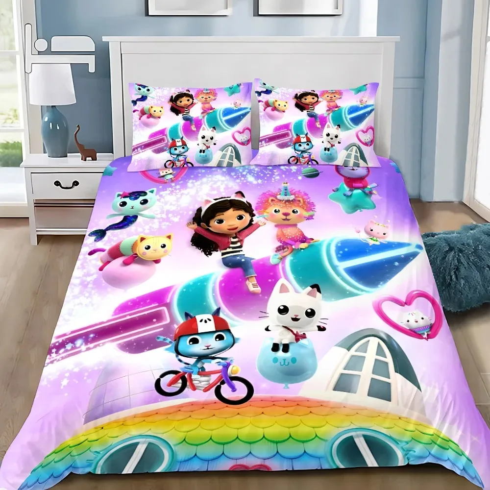 New G-Gabby Dollhouse Bedding Sets Comforter Quilt Bed Cover Duvet Cover Pillow Case 2/3Pieces Sets Kids Adult Size Home Textile