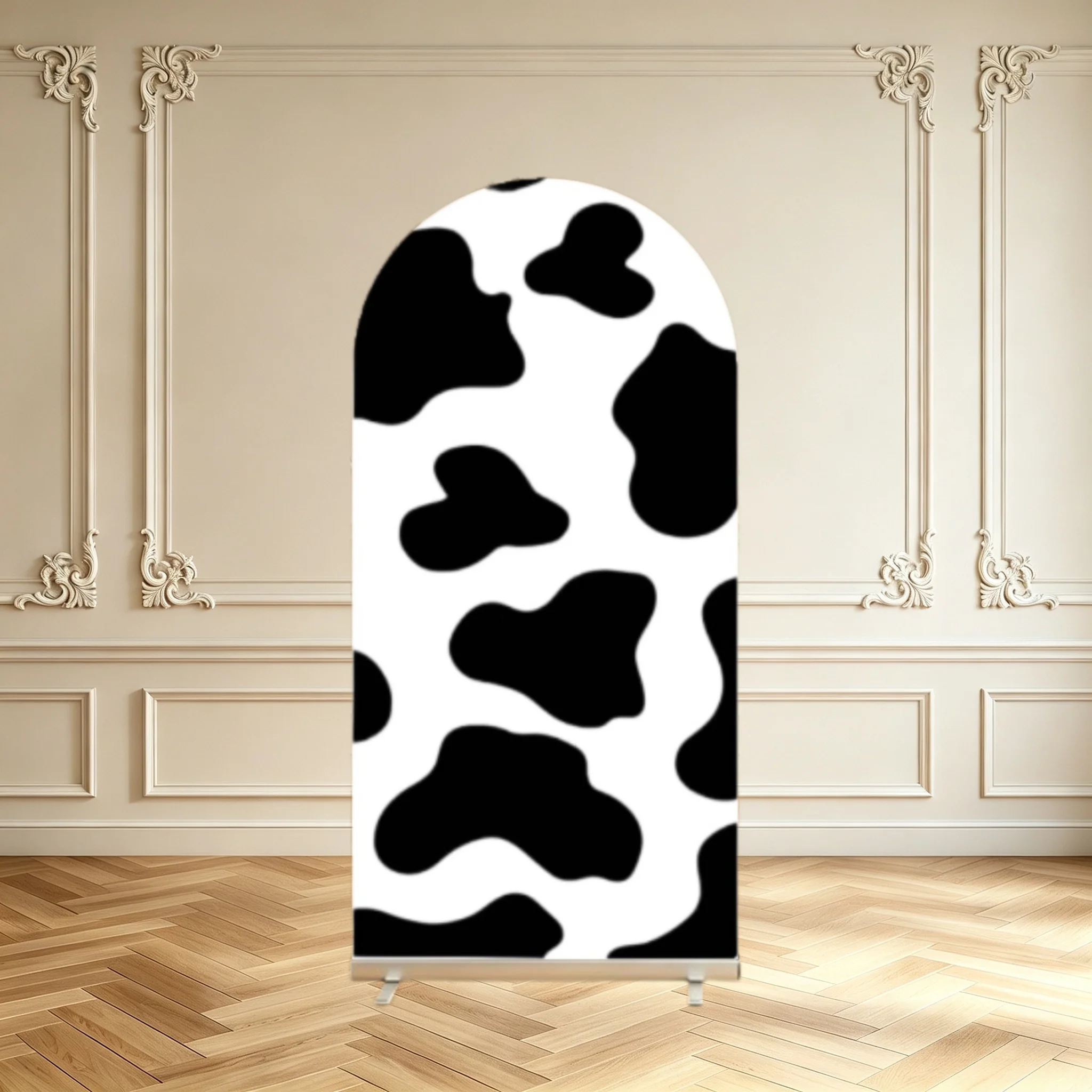 Western Cowboy Howdy Baby Arch Backdrop Cover Black White Cow Spots Vintage Horse Rider Newborn Party Decoration Arch Covers