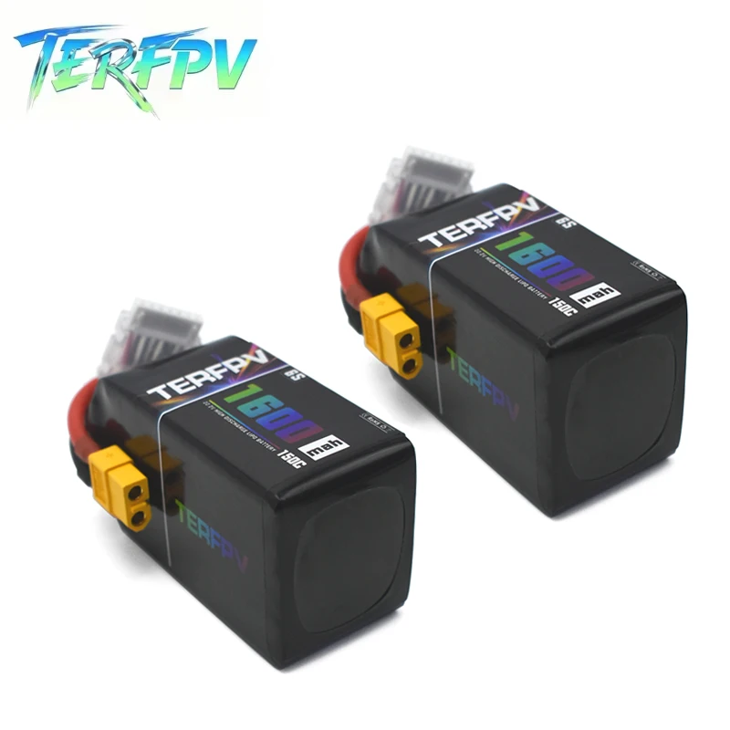 2PCS TERFPV Lipo Battery 6S 22.2V 1600mAh 150C/300C with XT60 Plug for FPV Drone Quadcopter Helicopter Aircraft RC Models Parts