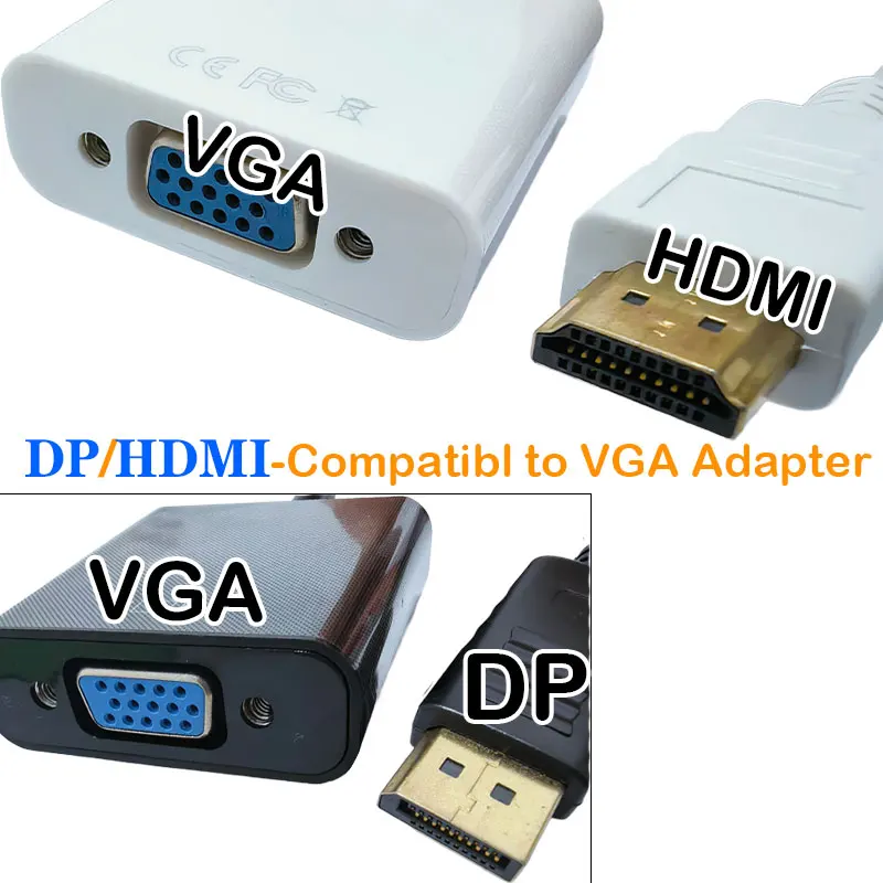 HD 1080P DP/HDMI-compatible to VGA Adapter Digital Analog HDMI-compatible Male To Famale VGA Cable Converter