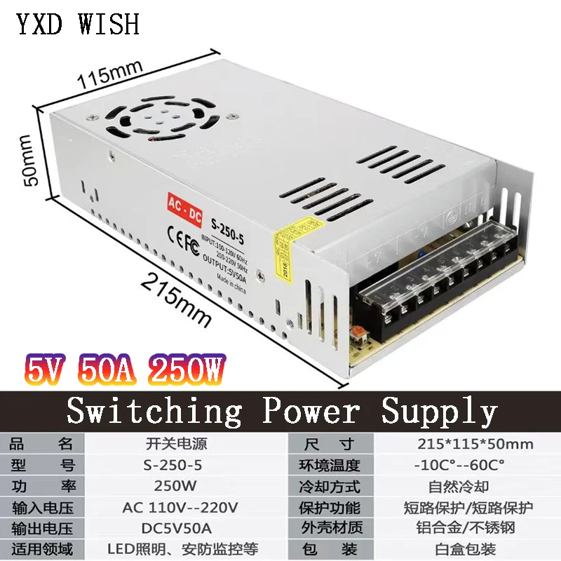 Switching power supply AC 220V to DC 5V 12V 15V 24V 48V Light Transformer 1A 3A 5A 7A 10A 20A 25A 30A 50A SMPS For Led Strip