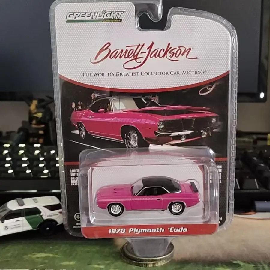

GreenLight 1:64 1970 Plymouth Cuda Las Vegas 2023, имитация сплава, модель микроавтомобиля, коллекция украшений, игрушечный автомобиль в подарок