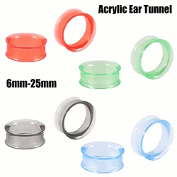 1Pair Acrylic Round Shaped Hollow Double Flared Ear Tunnel Transparent Blue Green Red Ear Expander Ear Gauge Piercing 6mm-25mm