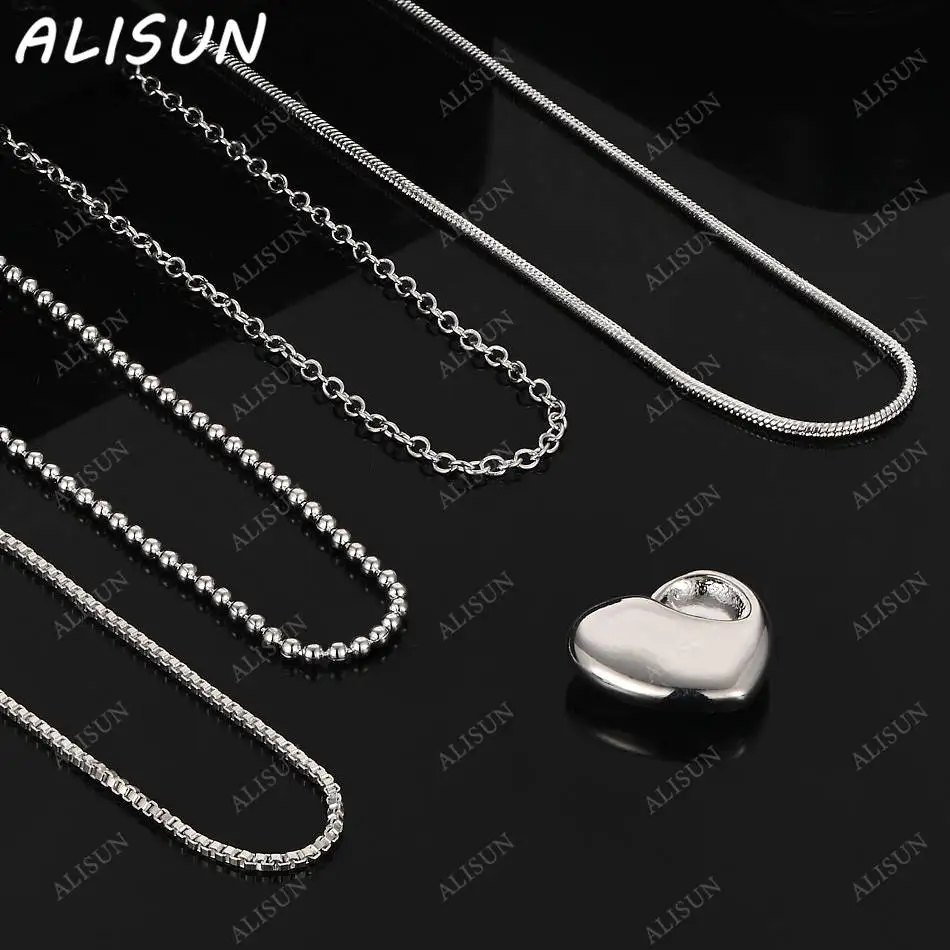 

ALISUN 40-75cm 925 Sterling Silver Design Hearts Pendant Necklace For Women Men Charm Trend Birthday Gifts Fashion Party