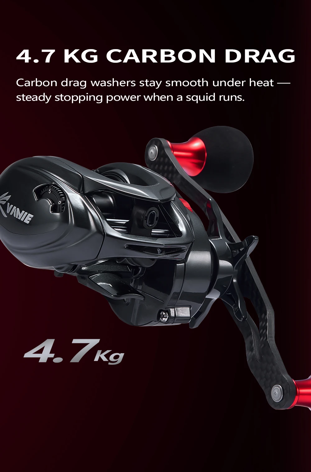 SOLOKING HISW50 Baitcasting-Rolle 155g 4,7kg Max. Bremskraft 8+1BB 5,4 Übersetzungsverhältnis Meeres- und Boots-Baitcaster-Rollen für Tintenfisch und Oktopus ﻿ – Detail 5