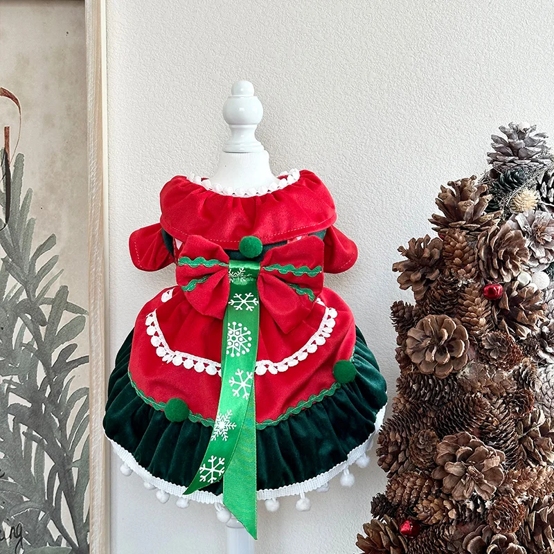 

Pet cat Dog Dress clothes Velvet Christmas Princess Dress for Dogs Pet Clothing for Small Dogs and Cats, Costume for dog and cat