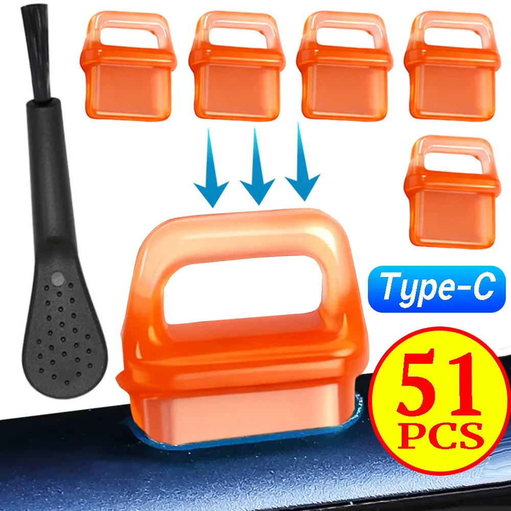 

Пылезащитные заглушки Type-C, противопыльные силиконовые колпачки «сделай сам», защита порта зарядки USB C с чистящей щеткой для IPhone 17, Samsung Huawei