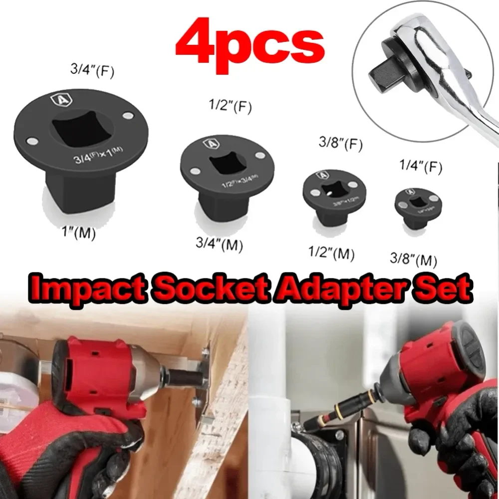 

MultiSize Impact Socket Adapter Set, Durable Alloy Steel ial, HeavyDuty Tool Kit Industrial Style, Black Color, LowProfile