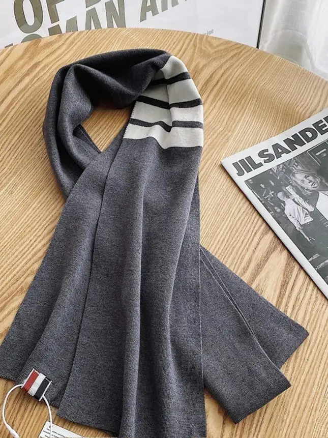 トレンディなニットスカーフ冬暖かい4バー男女兼用カップル防寒ファッショナブル多用途韓国スタイルウール長方形スカーフ