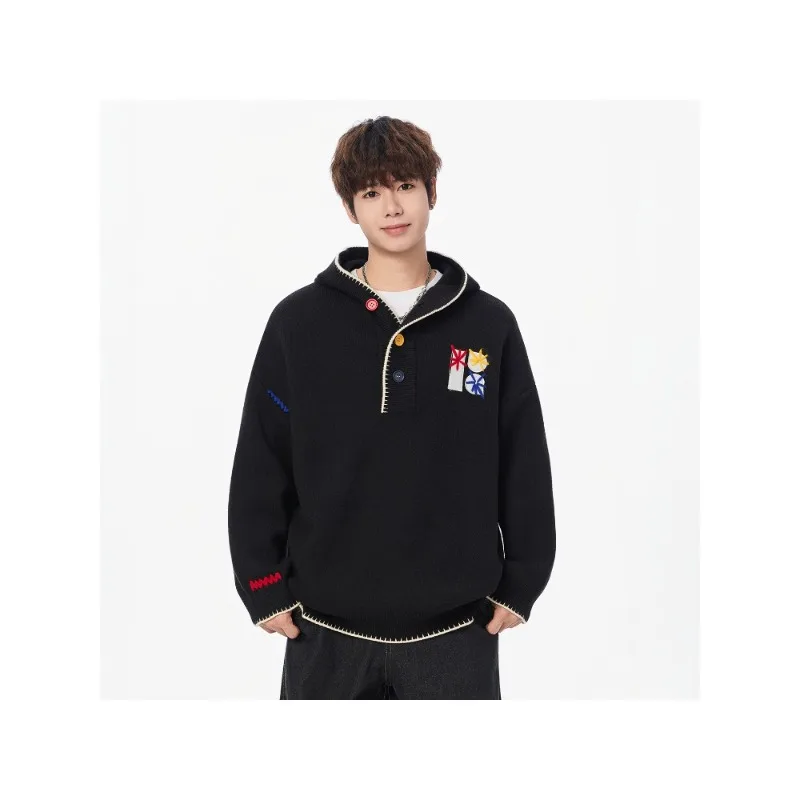 

Осень-зима 2022, новый пуловер унисекс с капюшоном, свитер, уличная одежда, тяжелый повседневный универсальный теплый трикотаж большого размера