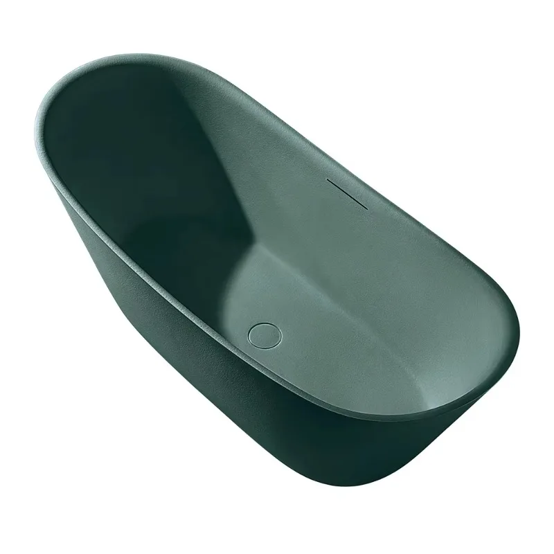 

Green Oval Artificial Rock Stone Bathtub Indoor SPA Soaking Bath Tub for Hotel Apartment Projects Colorful Freestanding Design