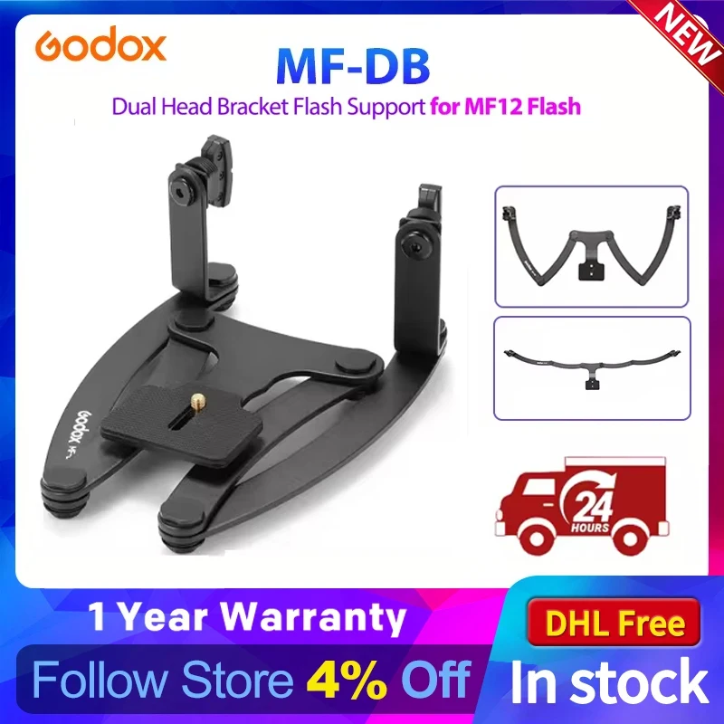 Godox MF-DB Dual Head Bracket Flash Support for MF12 Flash Insect Macro Photography Accessories for Nikon/ Sony DSLR Cameras