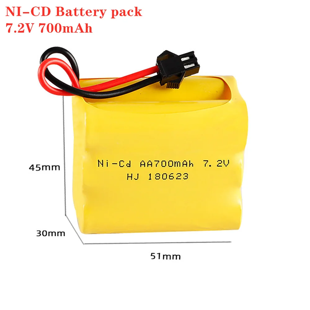 ชุดแบตเตอรี่ NiCd 1-10ชิ้น/ล็อต7.2V 700mAh สำหรับของเล่น RC รถถังรถไฟหุ่นยนต์เรือปืน Ni-Cd AA 700mAh 7.2V แบตเตอรี่ชาร์จได้