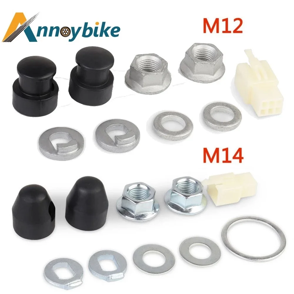 1 Set M12 M14 Electric Bicycle Motor Screw Caps Washer Spacer Nut Cover E-bike Axle Scooter Hub Motor Lock Accessories