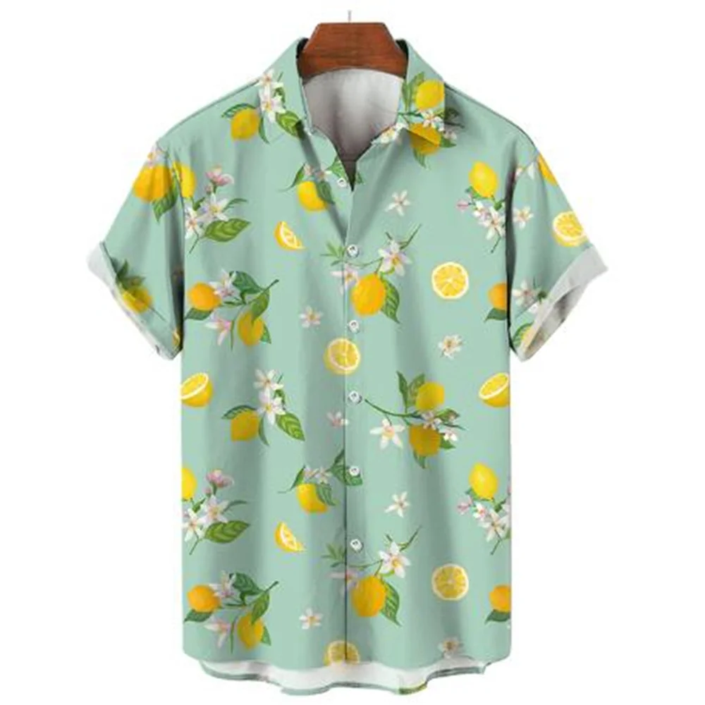 

Men's Summer Fashion Hawaiian Shirt Fruit 3D Printed Button Shirt Unisex Harajuku Street Leisure Sports Short Sleeve Shirt Top