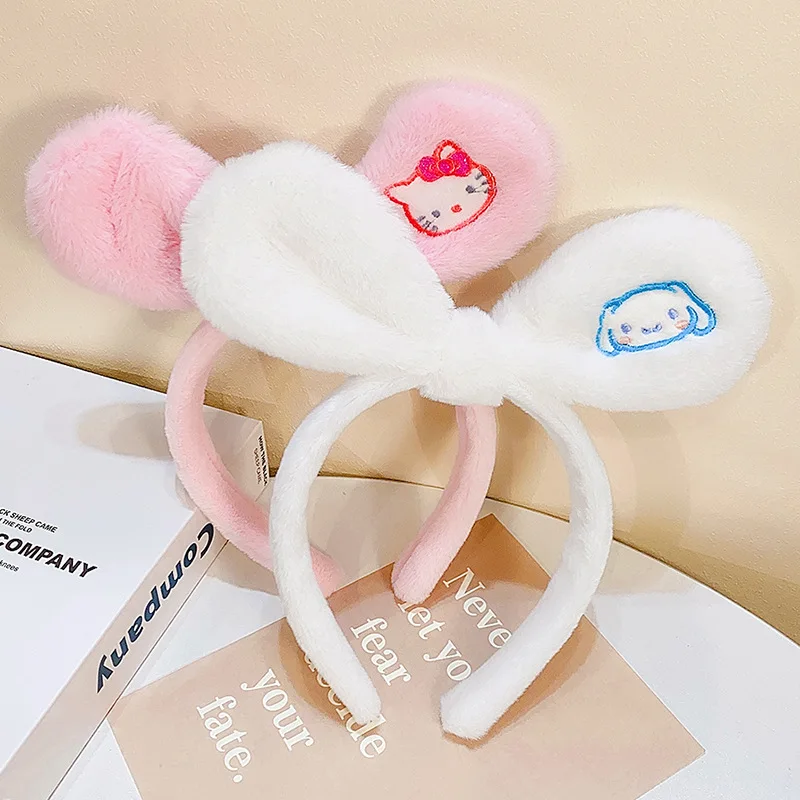 Diadema Kawaii Sanrio Cinnamoroll My Melody Kuromi, diadema de felpa Pachacco, diadema de maquillaje para lavado de cara para mujer