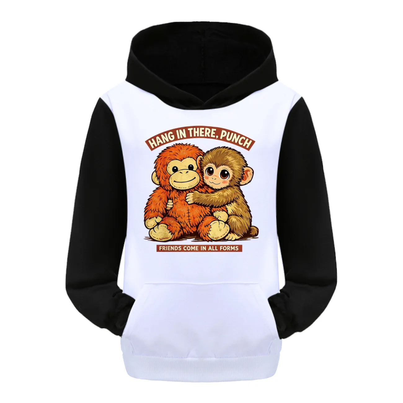 Punch Monkey Autumn Winter Warm Hoodies for Boys And Girls with Animated Fighting Prints Fashionable Cute Hooded Sweatshirts
