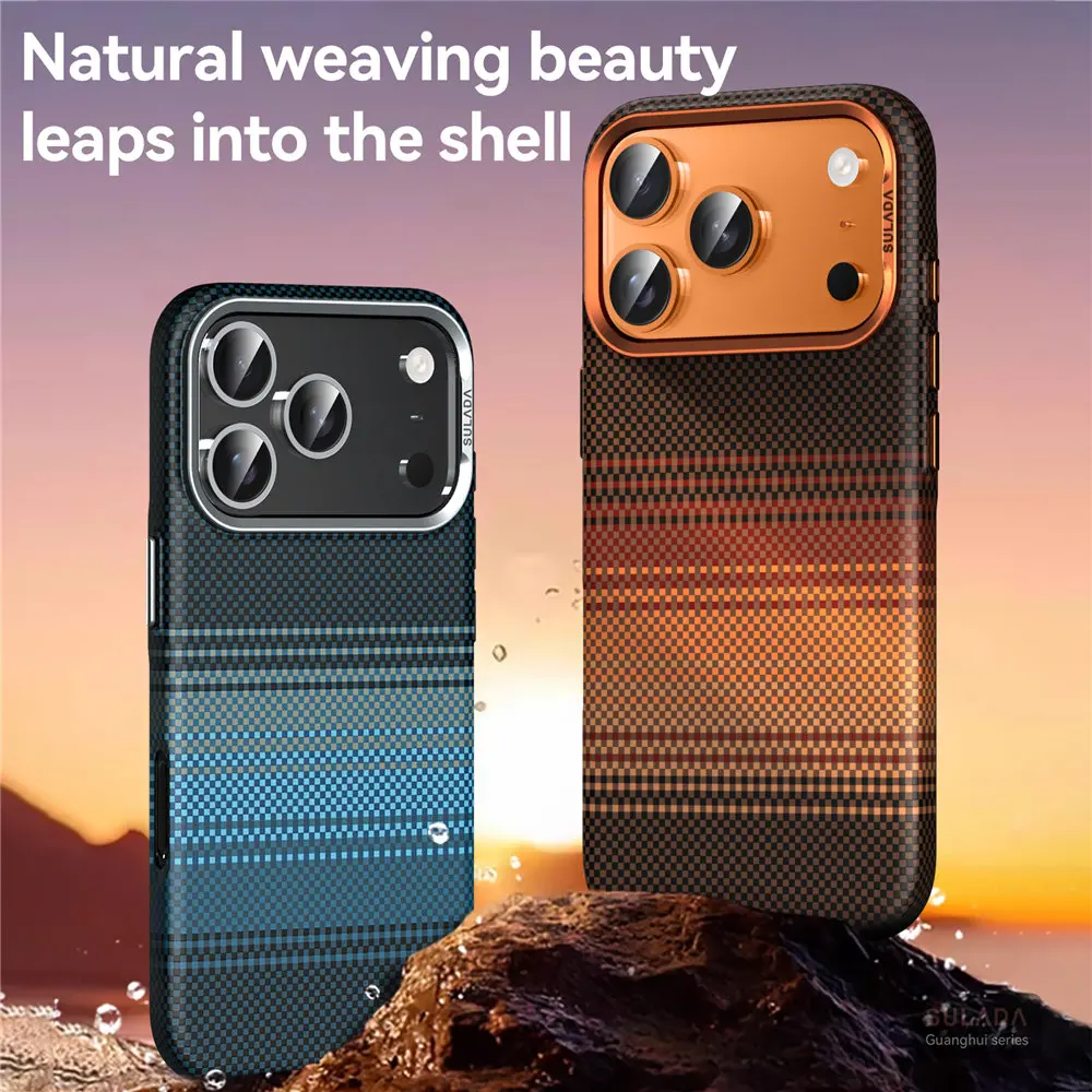 

Кожаный тонкий чехол с магнитным тканым узором для iPhone 17 Pro Max 17 Air 17, матовая задняя крышка