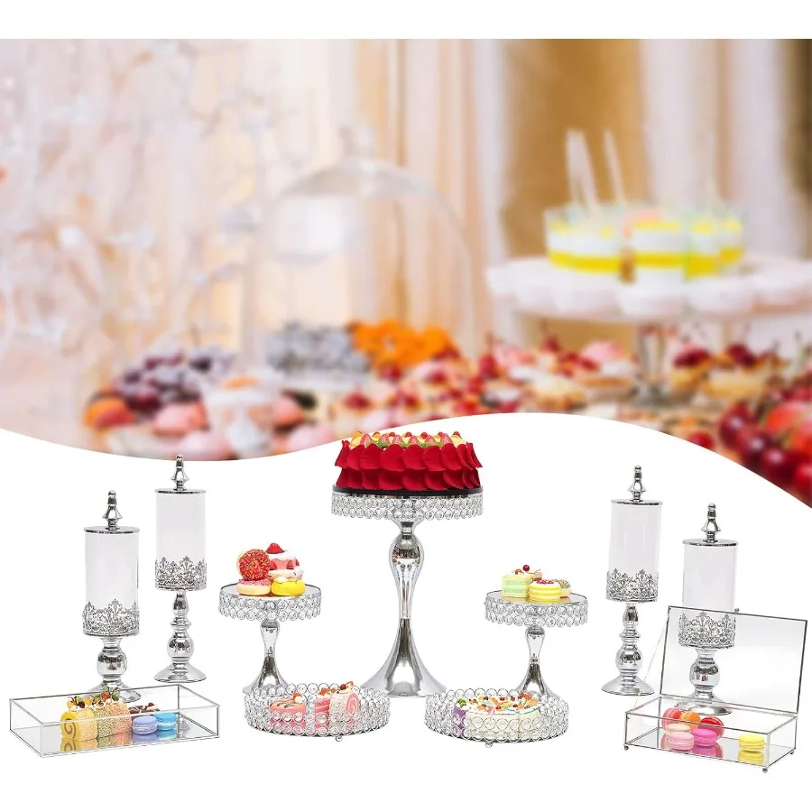 

10PCS Cake Stand Set SilverGold Cupcake Stand 7Type Metal Dessert Table Stands for Birthday PartyBaby Shower Anniversary Aftern