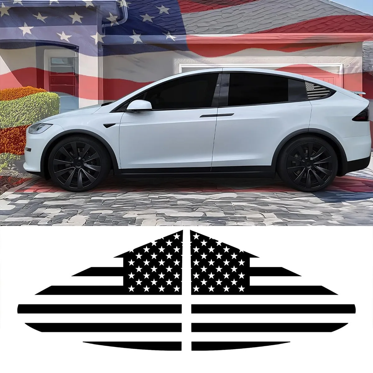 

Наклейка на заднее окно с флагом США для Tesla Model X, предварительно вырезанная виниловая наклейка с дизайном флага США, матовое черное заднее окно ‌ гладкий водонепроницаемый