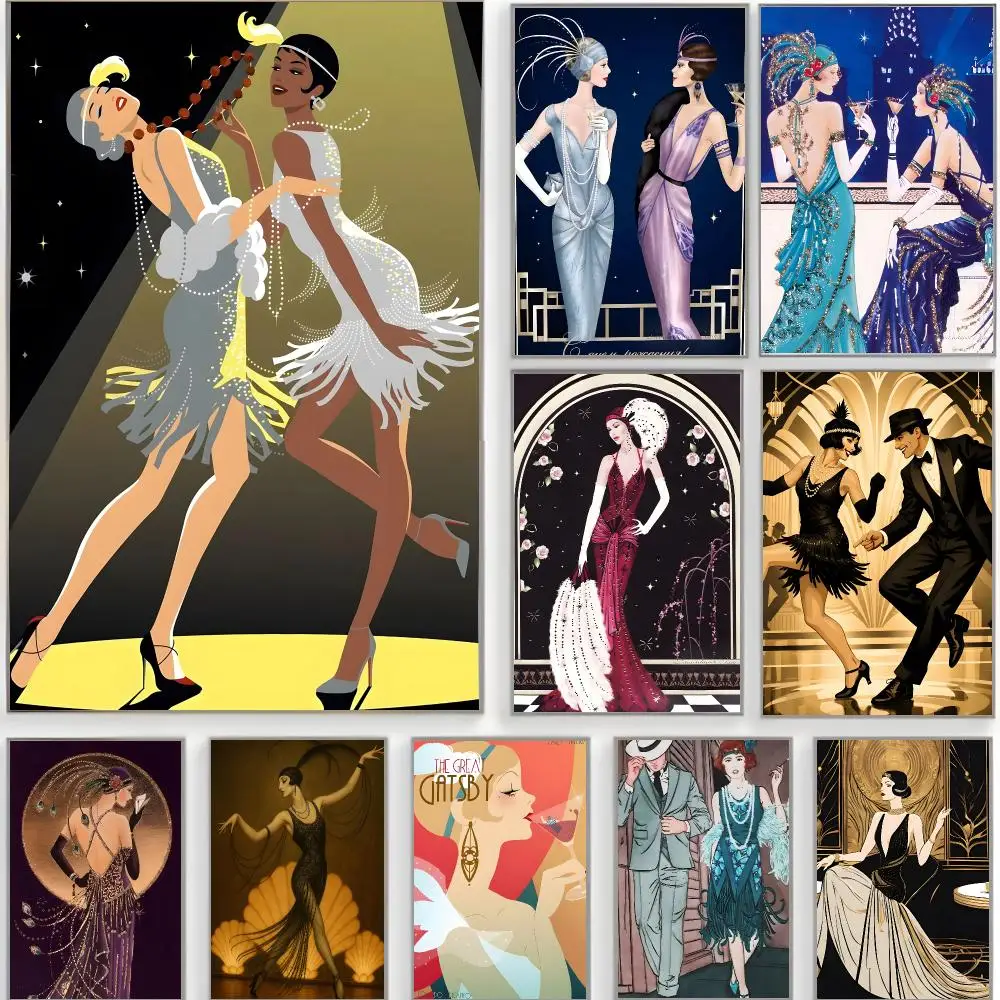 vintage character t-the flapper Poster Classic Wall Art  Home Decor  Peel and Stick Unframed