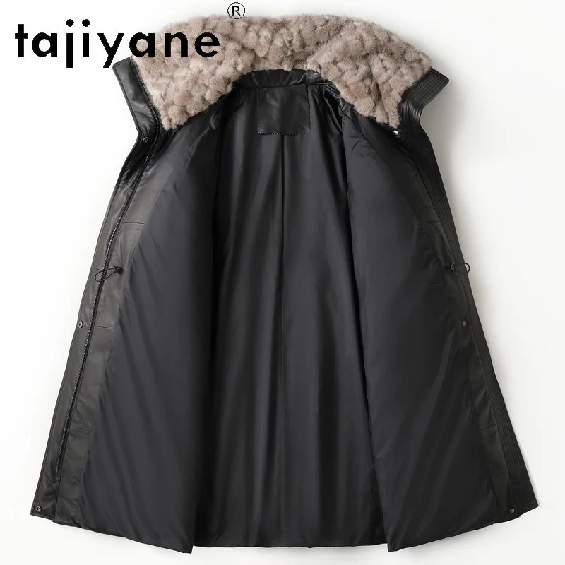 TAJIYANE Piumino d'oca bianco Donna Vera pelle di pecora Giacca in pelle Collo in pelliccia di visone Piumini 2025 Abiti invernali donna 3)