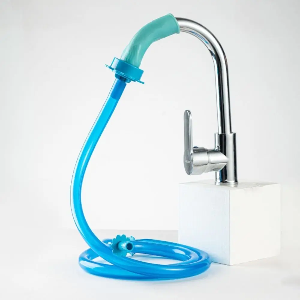 

Flexible Adjustable Shower Hose Faucet Extension Blue Silicone Adapter Elastic Hose ABS Portable