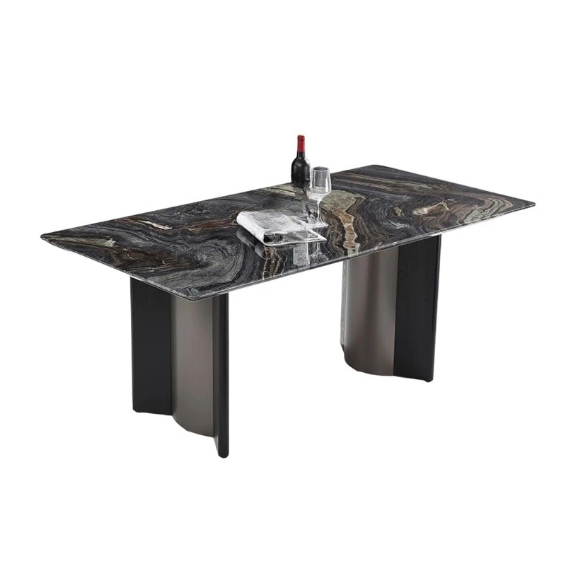 

Modern light luxury high-end marble dining table, living room luxury stone rectangular marble dining table