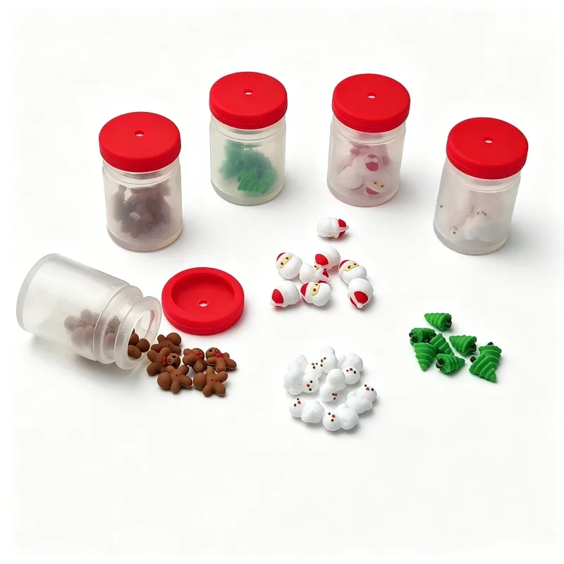 20Pcs New 3D Christmas Silicone Beads Food Grade Focal Beads For Jewelry Making pacifier chain DIY Pen KeyChain Accessories