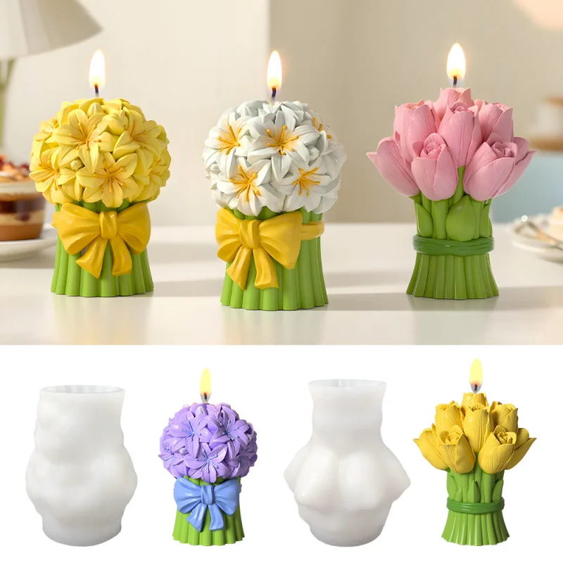 

2 шт. силиконовая форма для букета тюльпанов для ароматических свечей, цветочная композиция из гипса, домашний декор своими руками