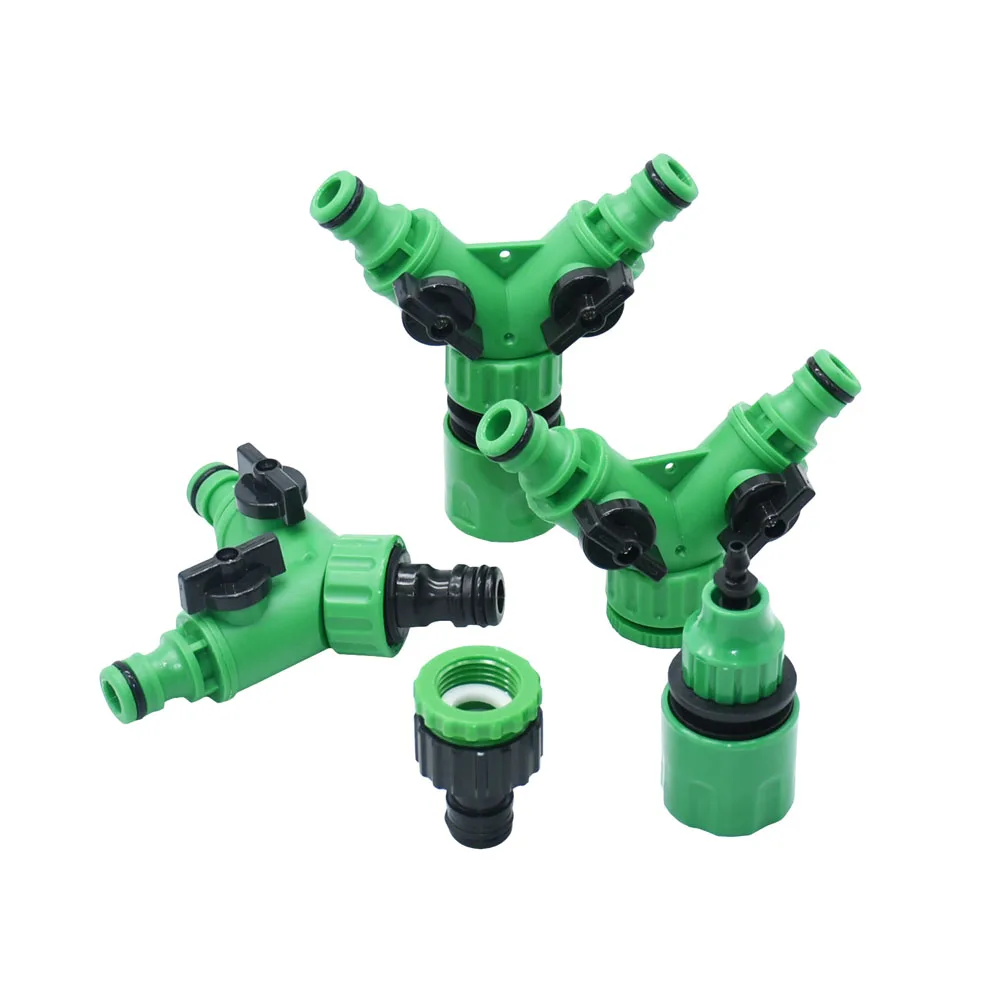 2-Way Nipple Hose Water Splitter Garden Tap 1/2 3/4 Thread Connector Y Irrigation Valve Garden Hose Quick Connector