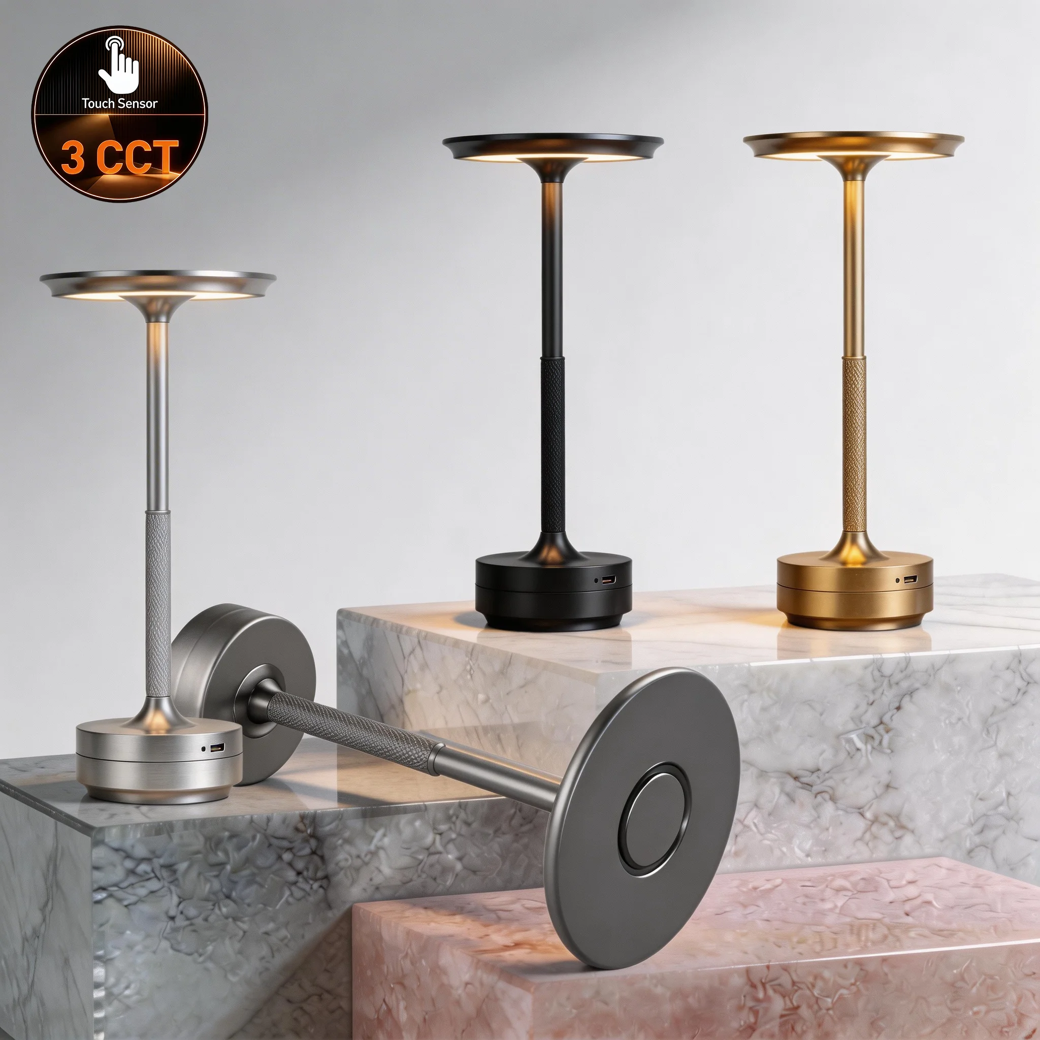 Modern Creative LED Table Lamp USB Charging Portable Touch Dimming Bedroom Bedside Atmosphere Light for Hotel Restaurant Bar