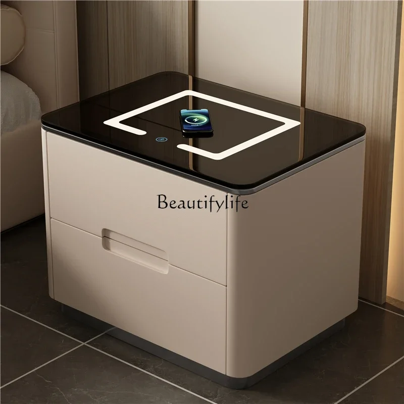 yj21 Stylish and simple modern smart bedside table with wireless charging three-color high-end bedside locker