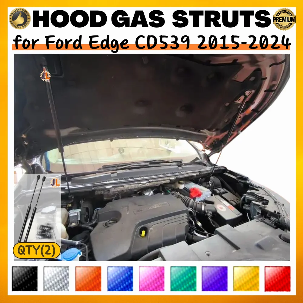 

Qty(2) Hood Struts for Ford Edge CD539 2015-2024 Front Bonnet Modify Carbon Fiber Gas Spring Shock Absorber Lift Support Dampers