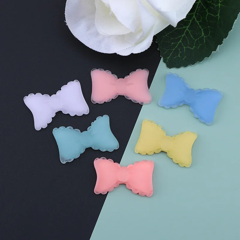 20pcs Resin Frosted Bow Flatback Cabochons Scrapbook for DIY Jewelry Making Craft Headwear Embellishments Decoration Accessories