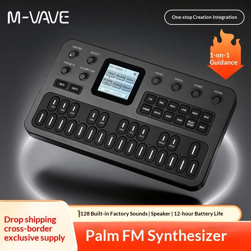 M-Vave Fm1 Portable Fm Synthesizer Effect Pedal 12h Battery 6-Operator 32-Algorithm 128 Presets Built-In Speaker in Stock