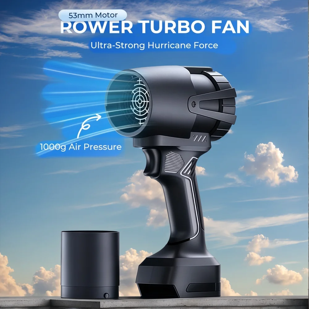 

Powerful Air Blower Turbo Fan with Thrust 1000g to Cleaning Fallen Leaves, Snow and Sand with 18V-21V For Makita-Style Battery