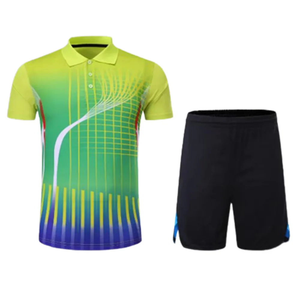 Polo Men Table Tennis Jersey Clothes Sets Quick Dry Turn Down Collar Short Sleeve Training Tennis Badminton Shirt Short Suit