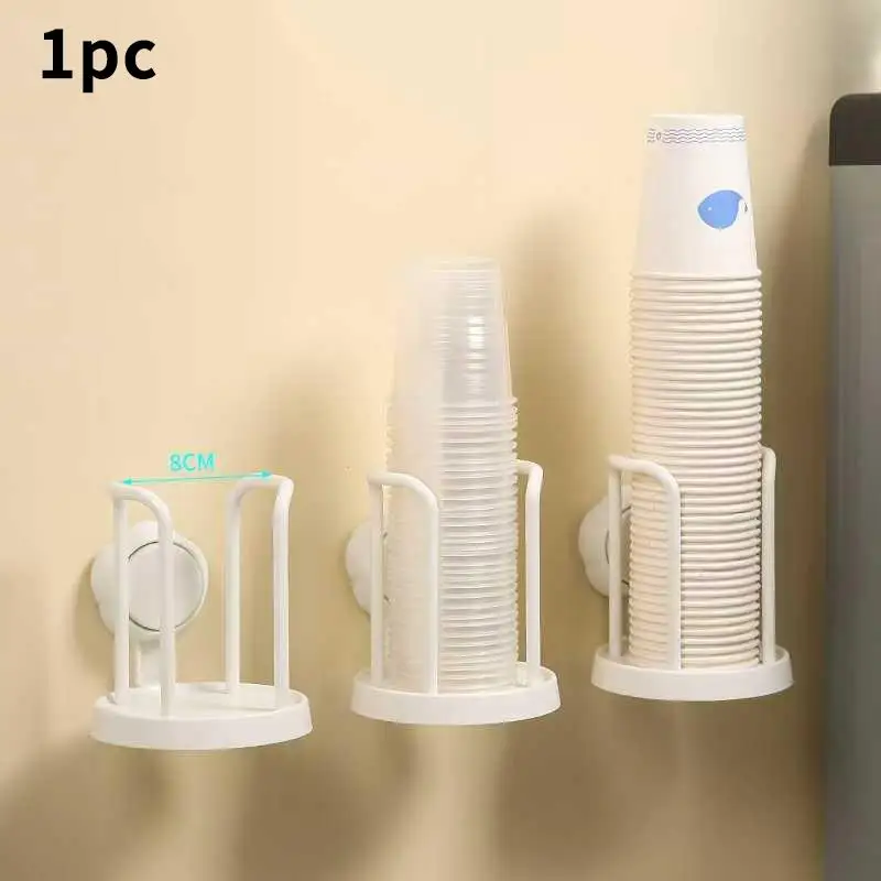 Household Disposable Paper Cup Holder Suction Cup Wall Mount Desktop Paper Cup Storage Rack Suitable For Living Room Dining Room