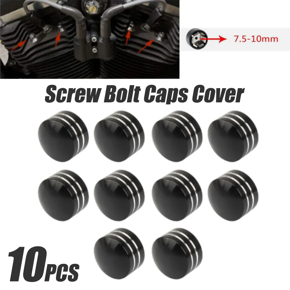 10pcs CNC Head Bolt Screw Cover Cap For Harley Touring Road Glide Twin Cam Sportster Dyna Softail XL883 1200 Road King