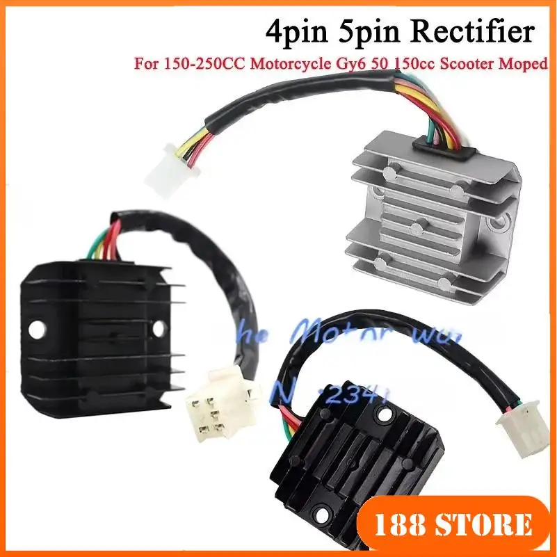 New Motorcycle 4/5 Wire Voltage Regulator Rectifier 4/5 Pin FXD ZJ 12V GY6 Scooter ATV 50cc 125cc 150cc