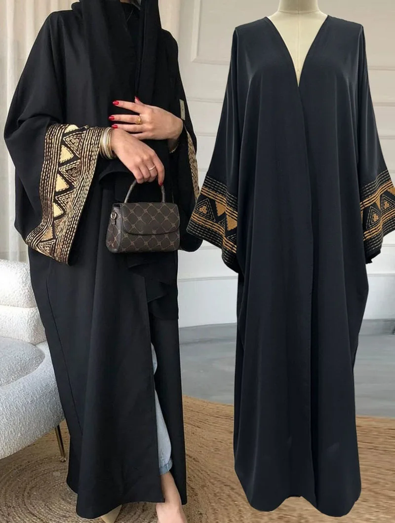 

Women Fashion Embroidery Long Sleeve Islam Eid Abaya Elegant Party Muslim Dresses Kaftan Middle East Arabia Muslim Long Robe