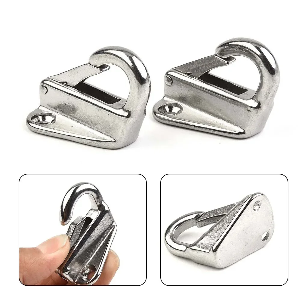 2pcs Marine 316 For Stainless Steel Spring Locked Hooks Marine Hardware Stainless Steel Spring Coat Hanger Boat Accessories