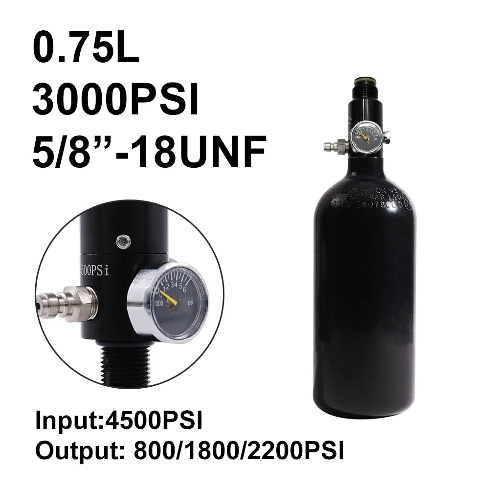 3000Psi 200Bar 750cc 48Ci Aluminum Cylinder High Pressure Tank High Pressure Air Bottle with Regulator 5/8-18UNF