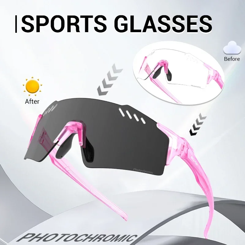 SCVCN UV400 Photochromic Sunglasses Cycling Glasses Sports Men MTB Road Bicycle Eyewear Goggles Night Cycling Eyewear