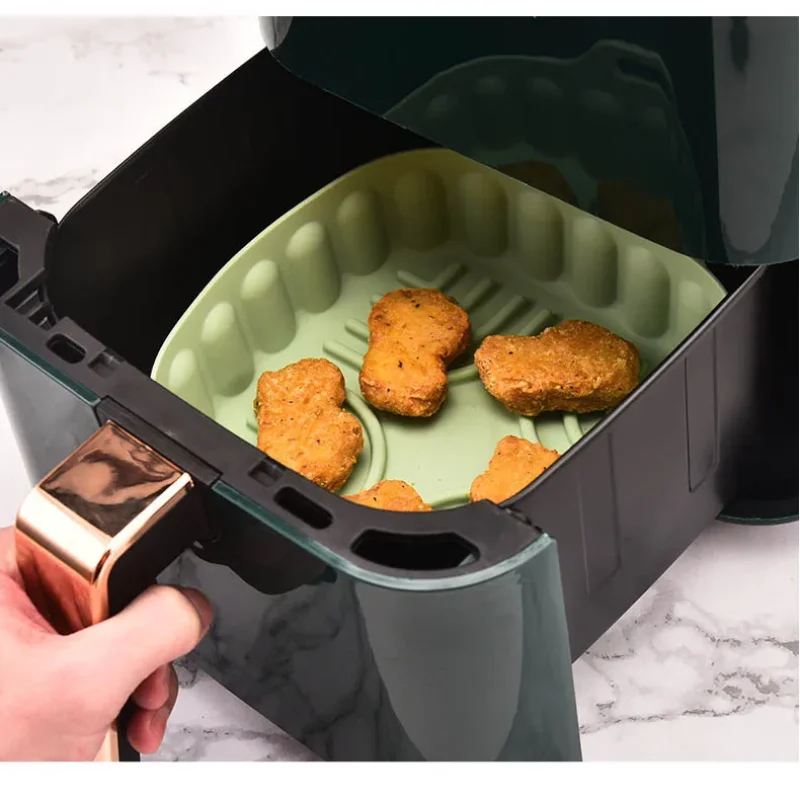 Square Silicone Air Fryer Liners Reusable Air Fryer Pot Air Fryer Accessories Inserts For 4 To 7 Qt Oven Microwave