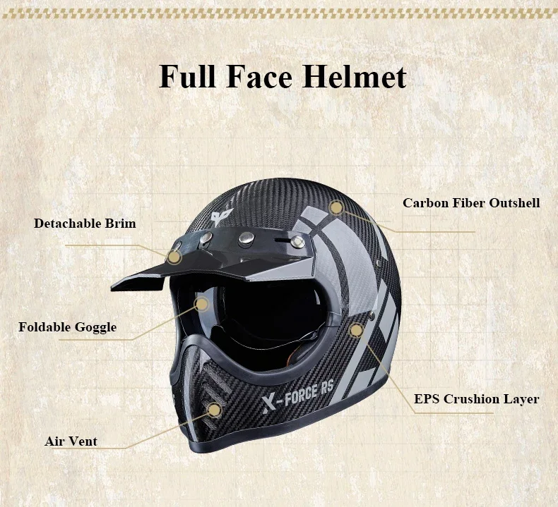 Carbon Fiber Adults riding motorcycle helmet