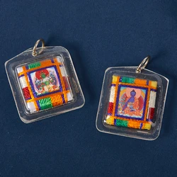 Tibetan Tangka Green Tara Buddhism Keychains Small Pendants Pocket Fengshui Key Chain Buddhist Decoration