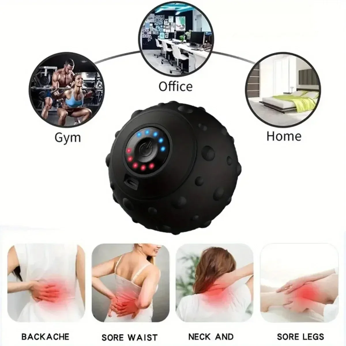 Electric Vibration Massage Ball Sports Fitness Foot Massage Facial Care Soothing Device Gym Home Training Yoga Massage Ball