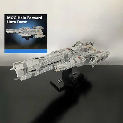 NEW MOC the Forward Unto Dawn Spaceship from Halo Building Blocks Set DIY Bricks Midi-Scale Starship Model Toys Kids Adults Gift